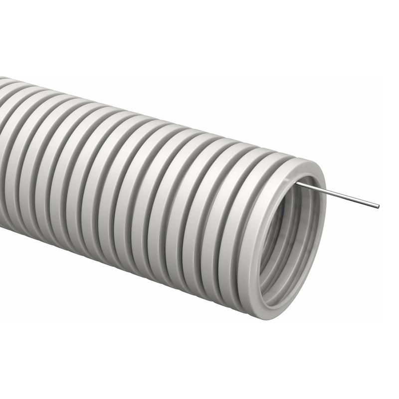 Труба гофрированная ПВХ d20мм с протяжкой сер. (уп.100м) TOKOV ELECTRIC TKE-TG/P-20-C06/100