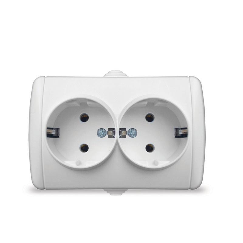 Розетка 2-м ОП Клио 16А IP44 с заземл. бел. UNIVersal К2231 (1 шт.)