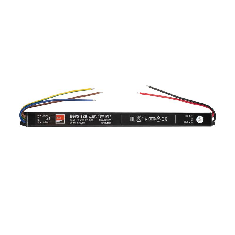 Блок питания для светодиодной ленты 40Вт 3.3А 12В IP67 BSPS влагозащ. метал. JazzWay 3329266A (1 шт.)