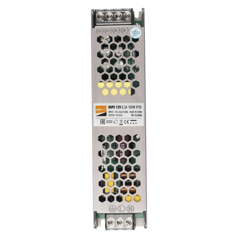 Блок питания для светодиодной ленты 100Вт 8.3А 12В IP20 BSPS метал. JazzWay 1002167A (1 шт.)
