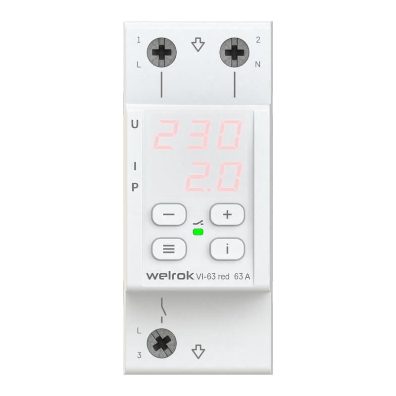 Реле напряжения с контролем тока VI-63 red Welrok 4660251140281 (1 шт.)